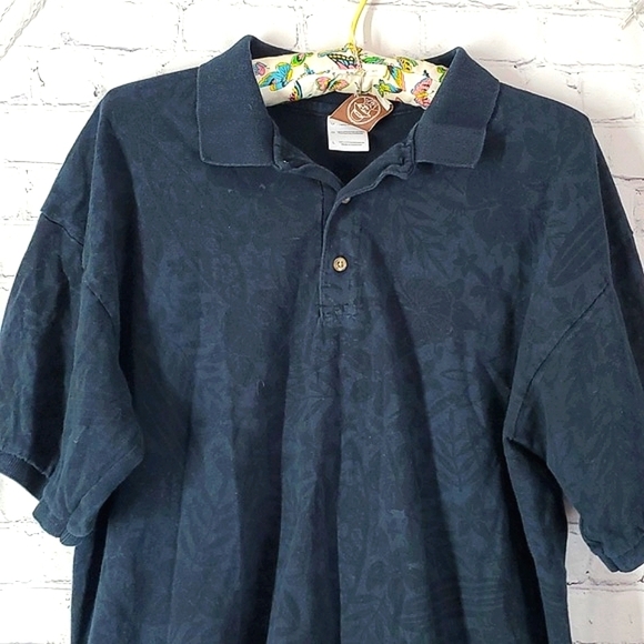 Panama Jack Sea Surf Tropical Beach Print Black Short Sleeve Polo Men's Size L - Picture 5 of 17